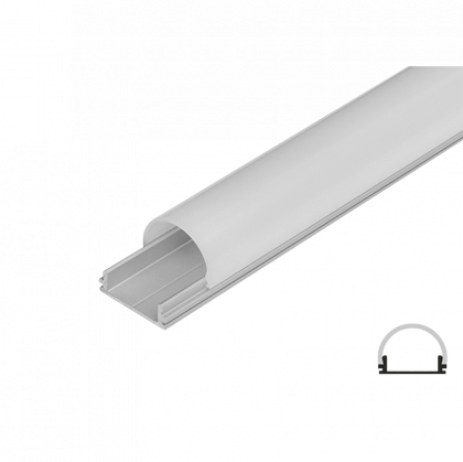 Алуминиев профил за LED лента за открит монтаж, тесен, плитък, 2м