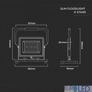 100W LED Прожектор SAMSUNG ЧИП G2 SMD Сиво Тяло 6500К Стойка + 3 Метра Кабел ЕУ Щепсел