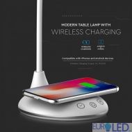 5W Настолна Лампа 3в1 Безжично Зареждане GSM Бяла Кръгла Основа