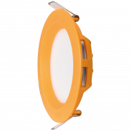 LED панел за вграждане, кръг, оранжева рамка, 6W, 2700K, 220-240V AC, топла светлина