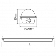 LED индустриално осветително тяло PC, 1,20m, 28W, 4000K,  220-240V AC, IP66