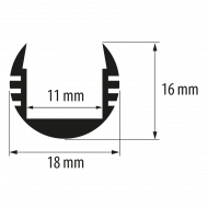 Алуминиев профил за LED лента, за вграждане, кръгъл, 2м