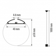 Алуминиев профил за LED лента, цилиндър Ø60мм, 2м
