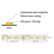 Професионална LED лента 9.6W/m, 2700K, 24V DC, 120 LEDs/m, SMD3528, IP54