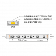 Професионална LED лента 14.4W/m, RGB, 24V DC, 60LEDs/m, SMD3535, IP67